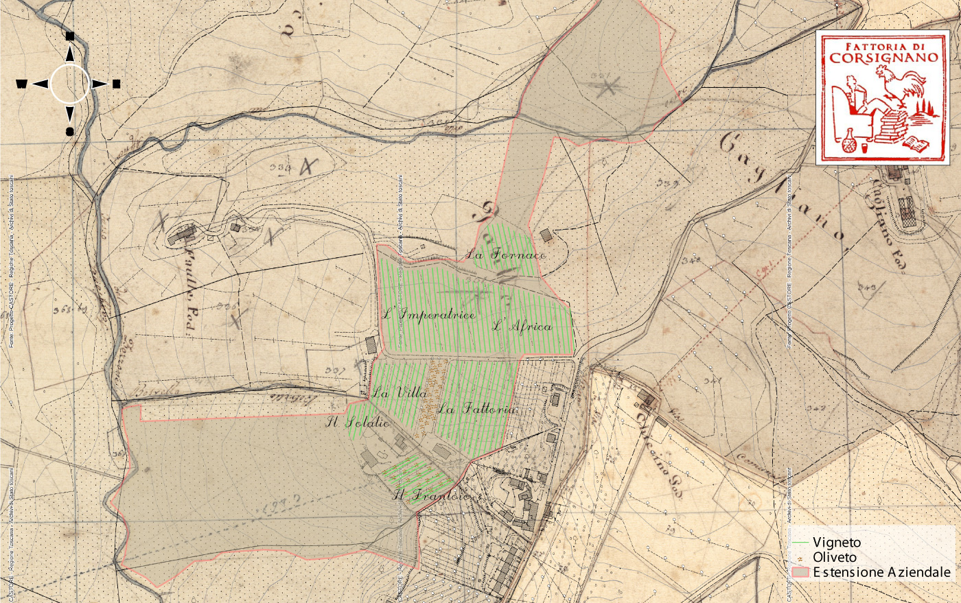 mappa fattoria di corsignano